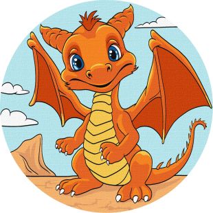 Malen nach Zahlen - Orangefarbener Drache ©art_selena_ua