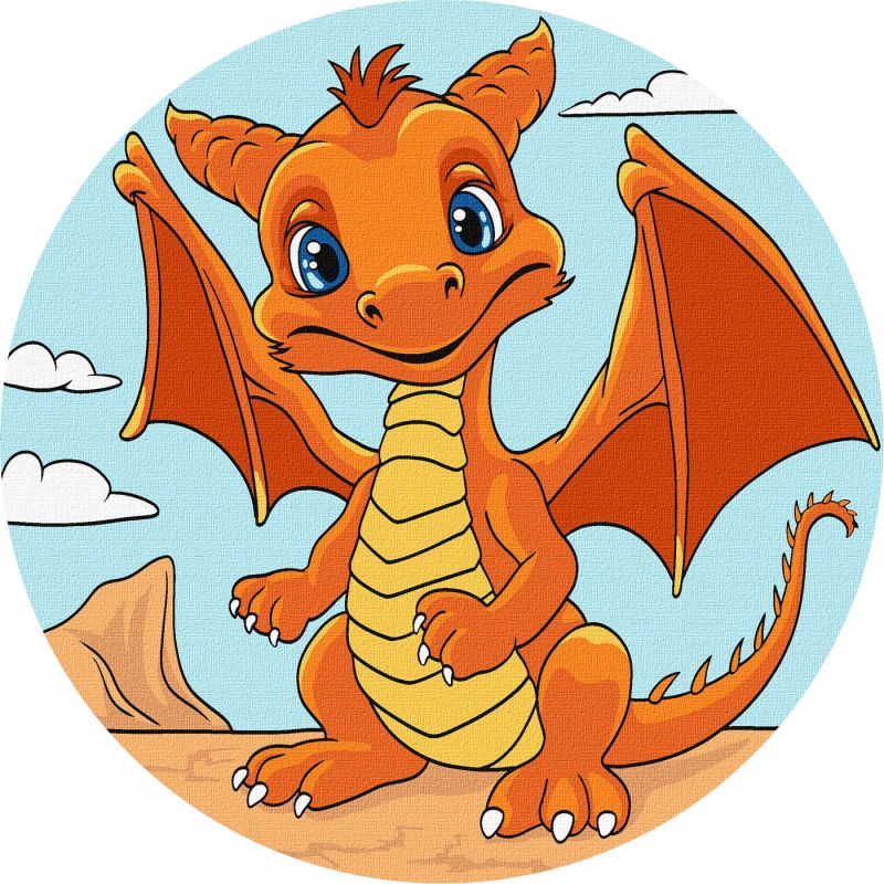 Malen nach Zahlen - Orangefarbener Drache ©art_selena_ua