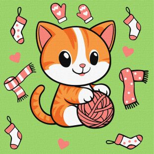 Malen nach Zahlen - Eine Katze und ein Ball (Gemälde №1) ©art_selena_ua