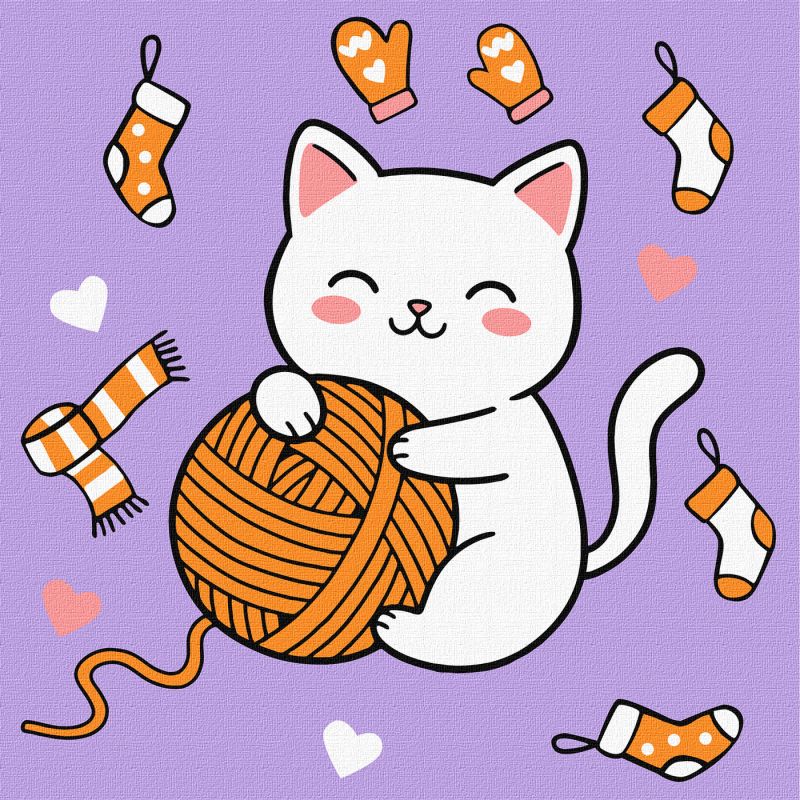 Malen nach Zahlen - Eine Katze und Ball (Gemälde №3) ©art_selena_ua