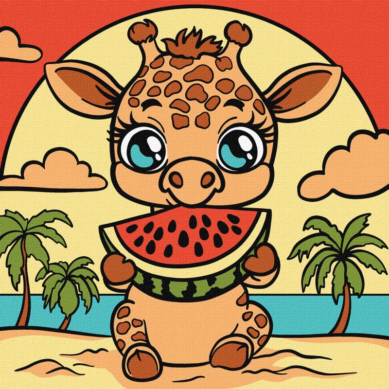 Malen nach Zahlen - Giraffe und Wassermelone ©art_selena_ua