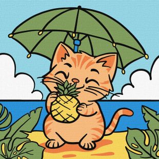 Malen nach Zahlen - Kätzchen und Ananas ©art_selena_ua