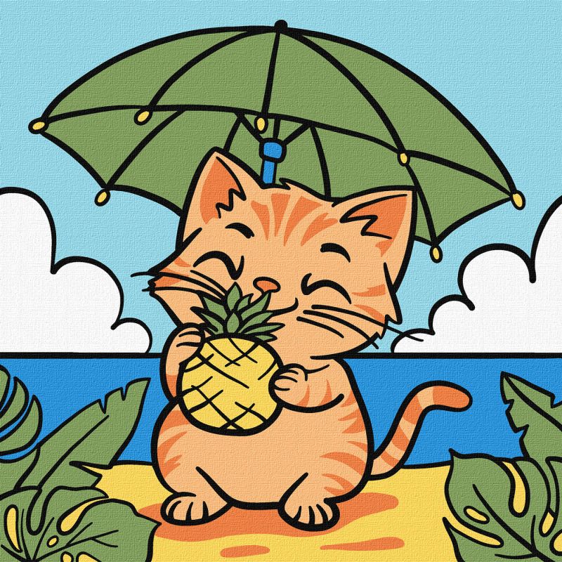 Malen nach Zahlen - Kätzchen und Ananas ©art_selena_ua