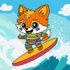 Painting by numbers - Summer. A fox on a wave ©art_selena_ua