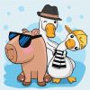 Malen nach Zahlen - Capybara und Freunde