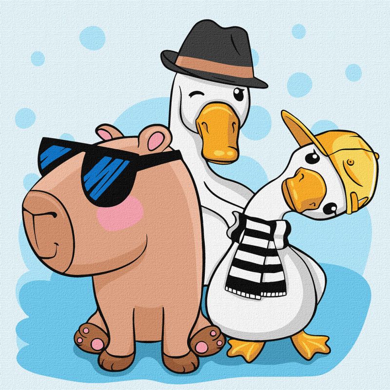 Malen nach Zahlen - Capybara und Freunde