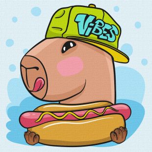 Malen nach Zahlen - Capybara und Hot Dog