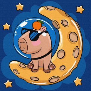 Malen nach Zahlen - Capybara auf dem Mond