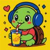 Painting by numbers - A turtle drinks lemonade ©art_selena_ua