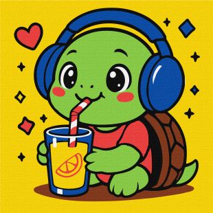 Malen nach Zahlen - Eine Schildkröte trinkt Limonade ©art_selena_ua