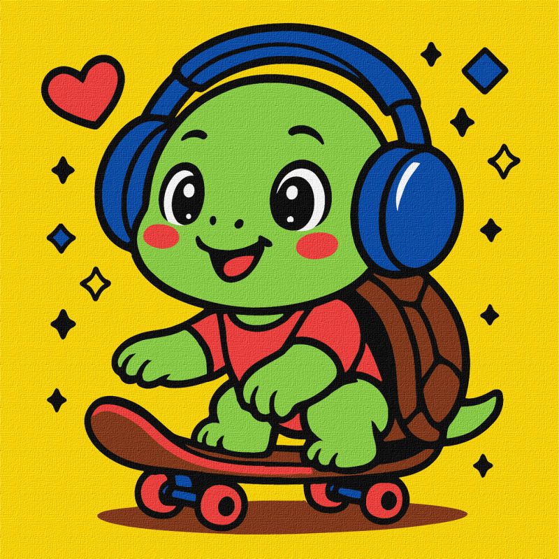 Painting by numbers - Turtle on a skateboard ©art_selena_ua