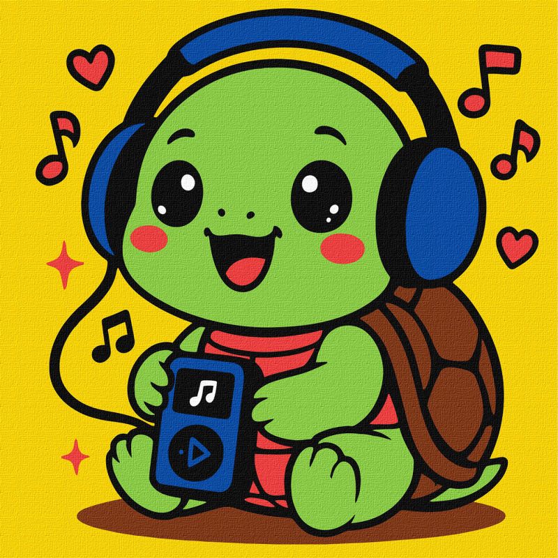 Malen nach Zahlen - Eine Schildkröte hört Musik ©art_selena_ua