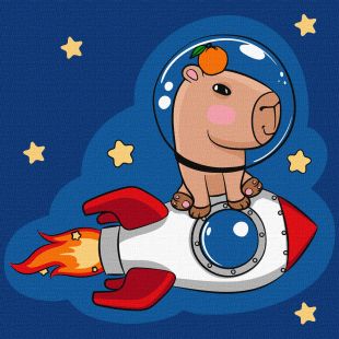 Malen nach Zahlen - Capybara auf einer Rakete