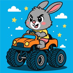 Malen nach Zahlen - Hase auf einem Auto ©art_selena_ua