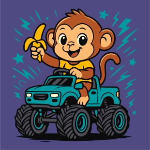 Malen nach Zahlen - Affe auf einem Auto ©art_selena_ua