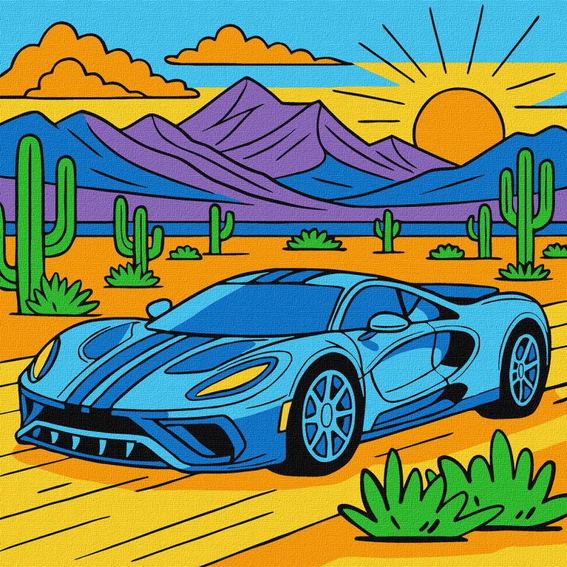 Malen nach Zahlen - Auto in der Wüste ©art_selena_ua