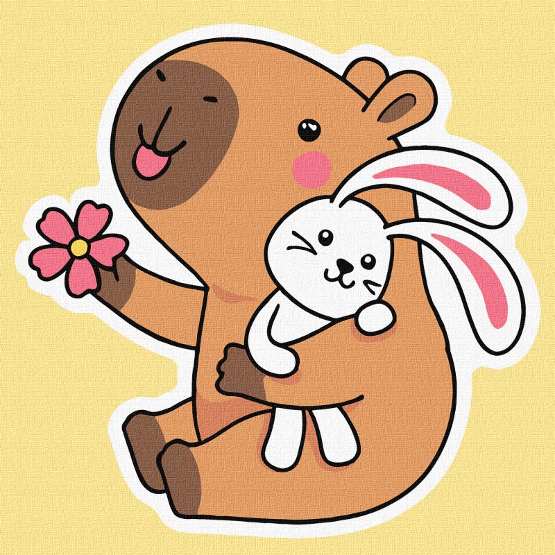 Malen nach Zahlen - Capybara mit einem Häschen ©art_selena_ua