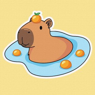 Malen nach Zahlen - Capybara mit einem Häschen