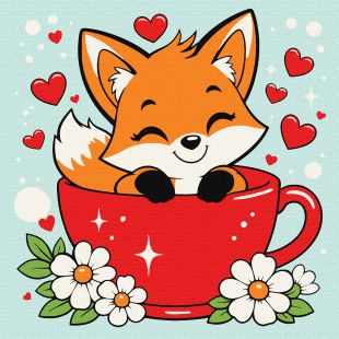 Malen nach Zahlen - Süßer Fuchs in einer Tasse ©art_selena_ua