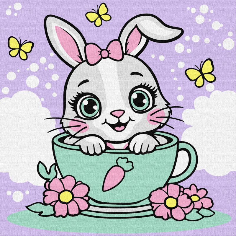 Malen nach Zahlen - Süßes Häschen in einer Tasse ©art_selena_ua