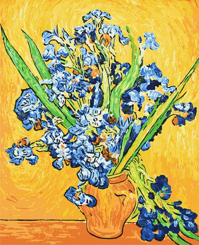Malen nach Zahlen - Schwertlilien in einer Vase. Van Gogh
