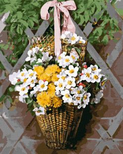 Malen nach Zahlen - Weidenkorb mit Blumen ©Paul De Longpre