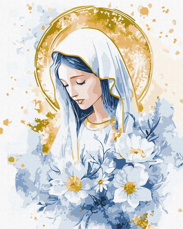 Painting by numbers - Heavenly Mary with extra metallic paints ©art_selena_ua