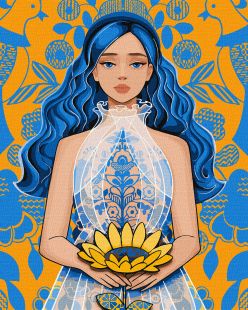 Malen nach Zahlen - Goldene Blume ©mosyakart