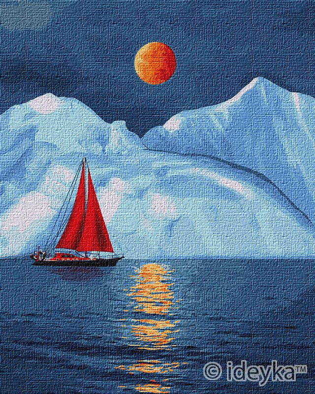 Malen nach Zahlen - Rotes Segelboot