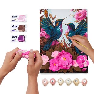Malen nach Zahlen mit Farben und luftgetrocknetem TonAnspruchsvolle Kolibris ©art_selena_ua