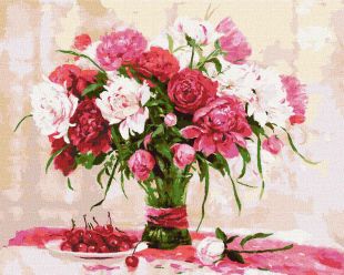 Malen nach Zahlen - Weiße und rosa Pfingstrosen ©Ira Volkova