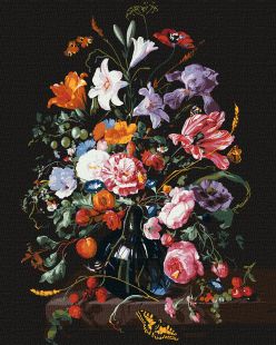 Malen nach Zahlen - Vase mit Blumen und Beeren ©Jan Davidsz. de Heem