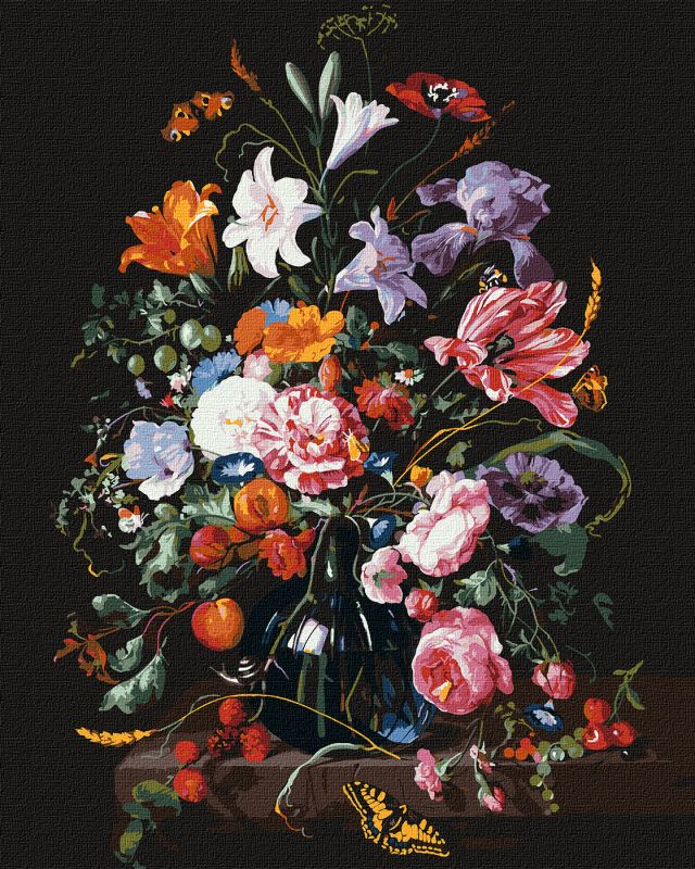 Malen nach Zahlen - Vase mit Blumen und Beeren ©Jan Davidsz. de Heem