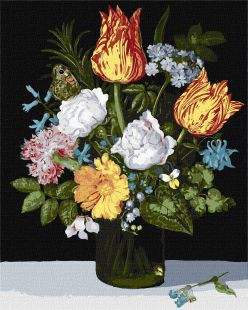 Malen nach Zahlen - Stilleben mit Blumen in einem Glas ©Ambrosius Bosschaert de Oude
