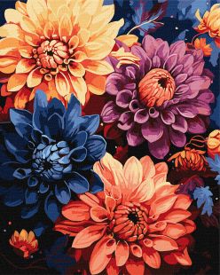 Malen nach Zahlen - Bunte Dahlien ©art_selena_ua