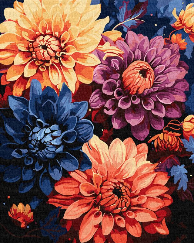 Malen nach Zahlen - Bunte Dahlien ©art_selena_ua