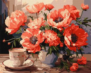 Malen nach Zahlen - Blumenstrauß mit Mohnblumen ©art_selena_ua