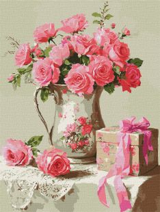 Malen nach Zahlen - Rosa Geschenk ©art_selena_ua