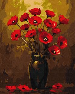 Malen nach Zahlen - Strauß Mohnblumen mit metallischen Farben ©art_selena_ua