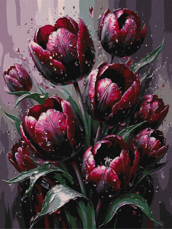 Malen nach Zahlen - Purpurrote Tulpen ©art_selena_ua