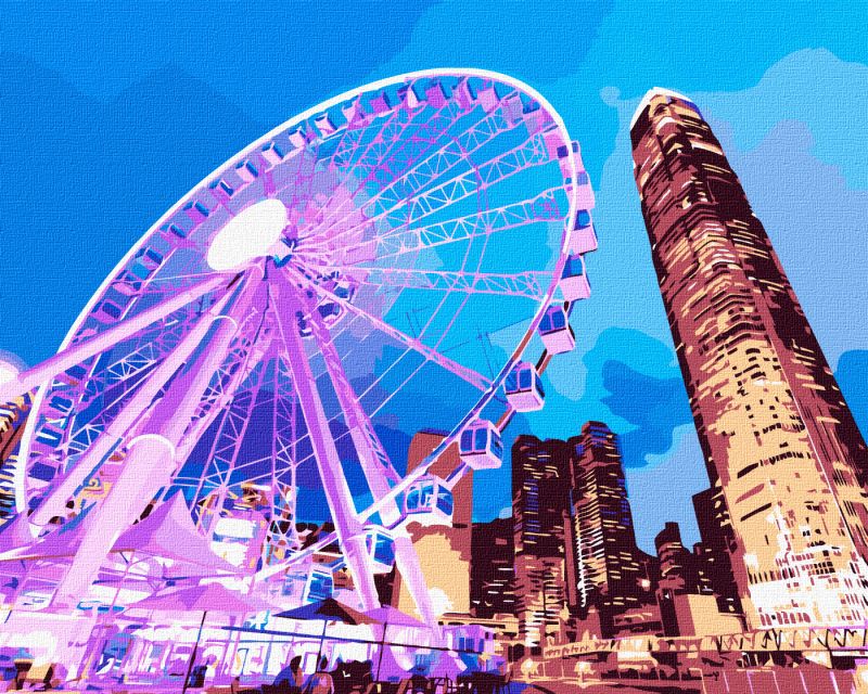 Malen nach Zahlen - Hongkong bei Nacht