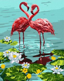 Malen nach Zahlen - Ein Paar Flamingos