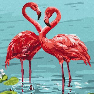Malen nach Zahlen - Helle Flamingos