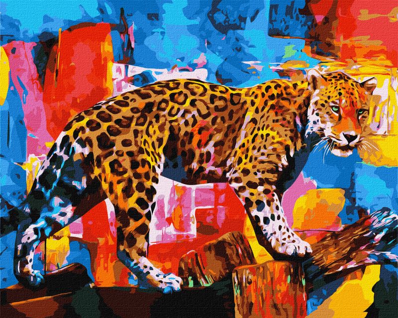 Malen nach Zahlen - Leuchtender Leopard