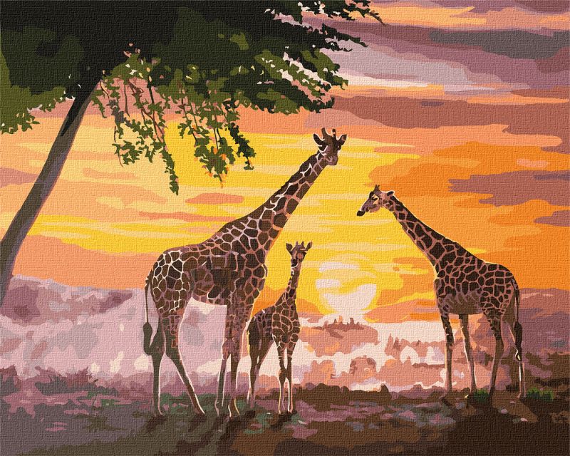 Malen nach Zahlen - Giraffenfamilie ©ArtAlekhina