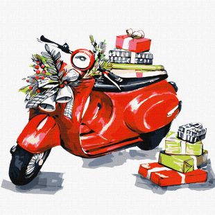 Malen nach Zahlen - Weihnachts-Motorrad ©fashionillustration_tania