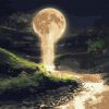 Painting by numbers - Moon waterfall with metallic paints