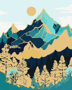 Malen nach Zahlen - Berglandschaft mit metallischen Farben Extra ©art_selena_ua