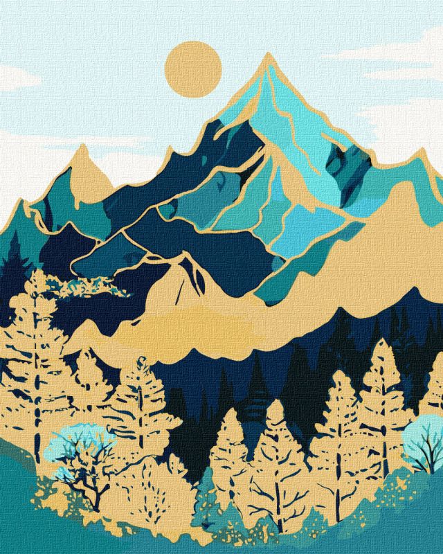 Malen nach Zahlen - Berglandschaft mit metallischen Farben Extra ©art_selena_ua