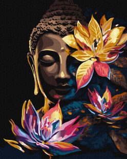 Malen nach Zahlen - Buddha mit Lotosblumen mit metallischen Farben Extra ©art_selena_ua